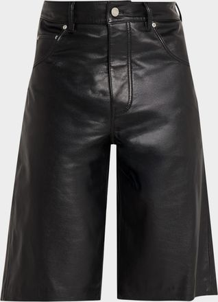 Purple Men & apos;s Leather Five-Pocket Shorts