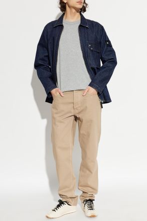 Stone Island Denim Jacket With Logo Patch, Mens, Navy Blue