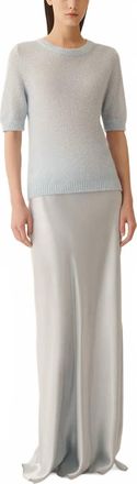 Fabiana Filippi Short Sleeve Sweater With Sequins In Aqua