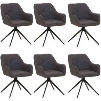 Hhg Nunca Usado] Juego De 6 Silla De Comedor Hhg 983, Apoyabrazos De Silla De Cocina, Giratoria Con Retorno Autom&aacute;tico, Tela/textil (270g/m&sup2;), Gris Claro