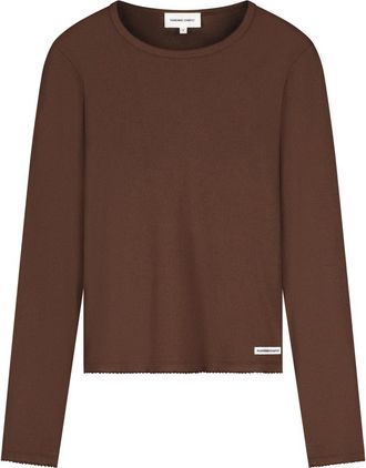 Fab By Fabienne Chapot Tanja LS T-shirt - Dames - Longsleeves - Bruin - XL - Katoen - Tops