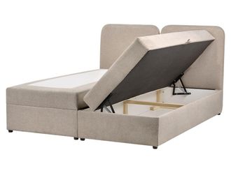 Beliani Cama continental de tejido beige 160x200
