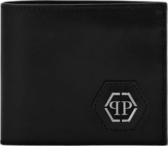 Philipp Plein French Wallet Hexagon - Heren - Portefeuilles - Zwart - ONE Size - Leer - Accessoires