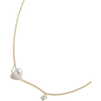 Completedworks Freshwater Pearl & Cubic Zirconia Pendant Necklace in Gold Plated/Pearl at Nordstrom