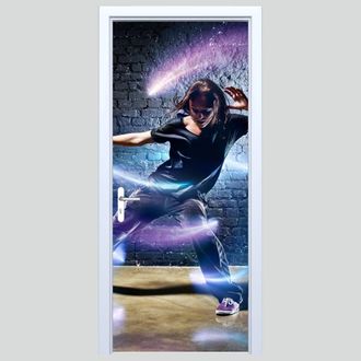 OEM Pegatina De Tela Para Puerta Con Dise&ntilde;o De Baile Hip Hop 165pd
