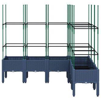Berkfield Home Garden Planter with Trellis Blue Grey 160x120x142.5 cm PP
