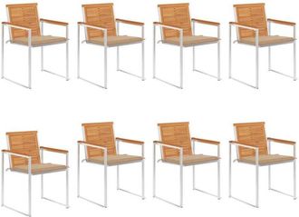 vidaXL Sillas De Jard&iacute;n Y Cojines 8 Unidades Madera Maciza De Acacia Vidaxl