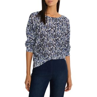 Nic+Zoe Crosshatch Sweater in Indigo Multi at Nordstrom, Size Xx-Large