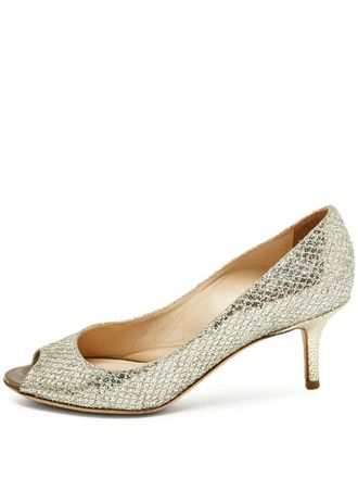 Jimmy Choo London Glitter peep-toe pumps - Silver