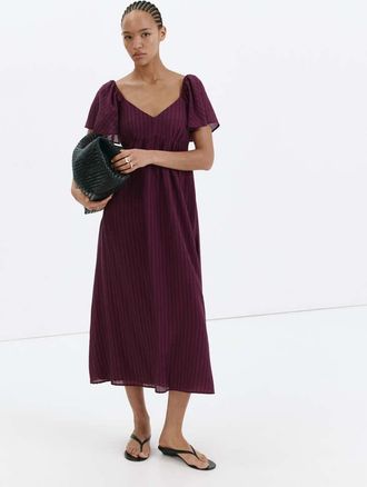 Mango Vestito texture dettaglio increspato granato - Donna - XS - MANGO