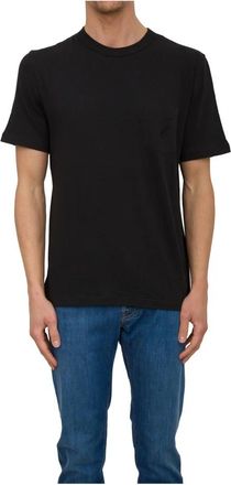 Jacob Cohen Geribbelde ronde hals T-shirt met zak - Heren - T-shirts - Zwart - XL - Katoen - Tops