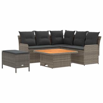vidaXL Juegos De Muebles 5 Uds. Gris Y Gris Oscuro Rat&aacute;n Sint&eacute;tico Vidaxl