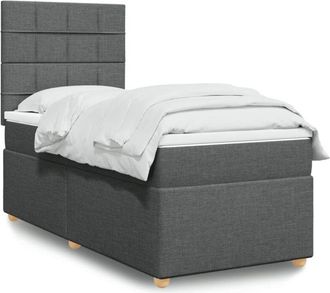 vidaXL Vidaxl - Cama Box Spring Con Colch&oacute;n Tela Gris Oscuro 80x200 Cm