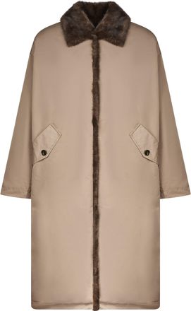 Eleh Faux-Fur Trim Straight Coat