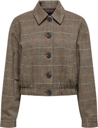 Only Only, Jassen, Dames, Bruin, XL, Onlricca Life Check Jacket OTW