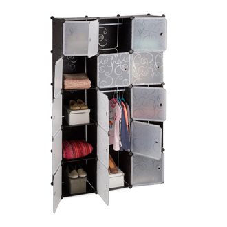 Relaxdays Relaxdays - Armario Modular Con 11 Compartimentos Y 2 Barras, Pl&aacute;stico, Negro, 181 X 110 X 37 Cm