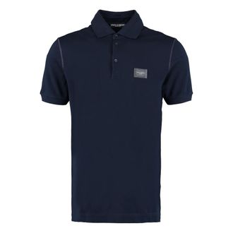 Dolce & Gabbana Tops, Heren, Blauw, S, Katoen, Polo shirt van katoenpiqué