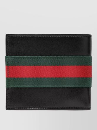 Gucci bifold wallet stripe detail leather design