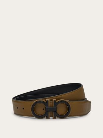 Ferragamo Men Reversible and adjustable Gancini belt Black