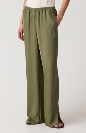 Theory Slit Hem Wide Leg Pants in Forest Moss at Nordstrom, Size X-Small