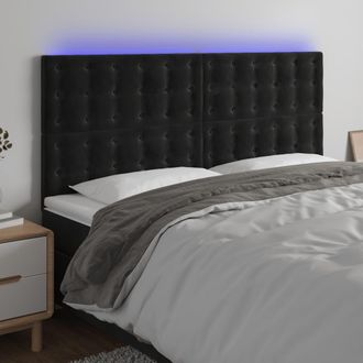 vidaXL Cabecero Con Luces Led Terciopelo Negro 180x5x118/128 Cm Vidaxl