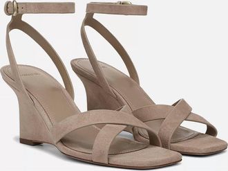 Vince Womens Parma Suede Wedge In Taupe Clay