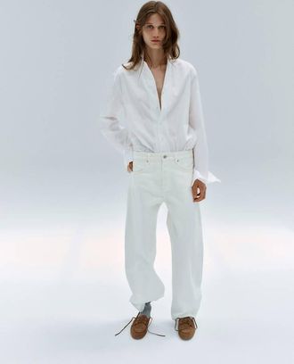 Mango Jeans balloon vita media bianco sporco - Donna - 36 - MANGO
