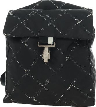 Chanel Travel Line Lock Printed Nylon Black Nylon Backpack Bag (Pre-Owned)