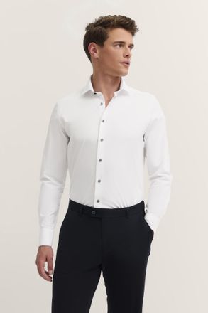 Bugatti Langarmhemd BUGATTI, Herren, Gr. 3XL, Normalgr&ouml;ssen, 10, wei&szlig;, 91% Baumwolle, 9% Elasthan, unifarben, normal, eckige 2-Knopf-Manschette, Hemden Langar