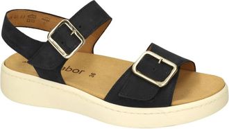 Gabor Schoenen, Dames, Blauw, 36 EU, Soft Nubuk Flat Sandal