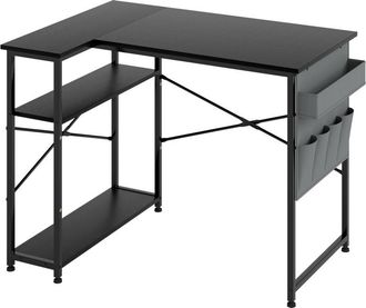 Levede Levede L-shaped Gaming Computer Desk Corner Table Office Home 2 Storage Shelves