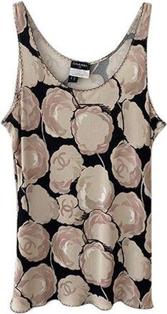 Chanel Vintage Camelia print jersey tank top Size S