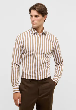Eterna Langarmhemd ETERNA SLIM FIT, Herren, Gr. 38, Normalgr&ouml;ssen, beige (taupe), Satin, 100% Baumwolle, schmal, Manschette, Hemden Langarmhemd, NON IRON (b&uuml;
