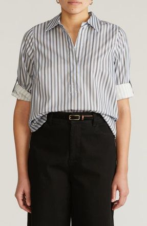 Universal Standard Button-Back Popover Shirt in Smokey Blue at Nordstrom, Size Xl