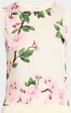 Oscar De La Renta Cherry Blossom Silk Insert Tank Top