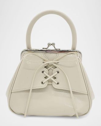 Oryany Mini Lace-Up Patent Leather Top-Handle Bag