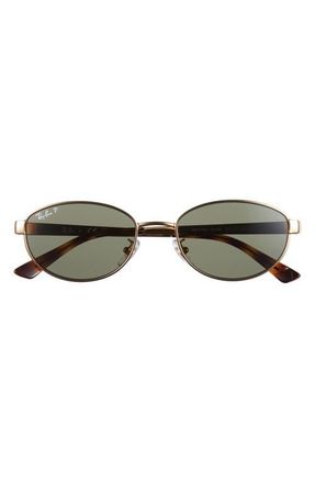 Ray-Ban 55mm Polarized Oval Sunglasses in Arista /Dark Green Polar at Nordstrom