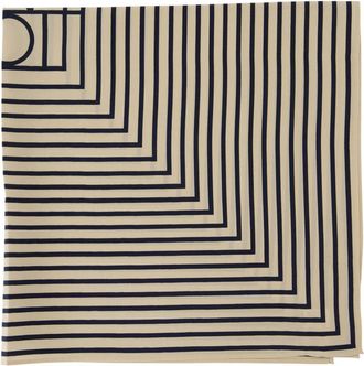 Toteme Womens Signature Monogram Striped Silk Scarf Beige