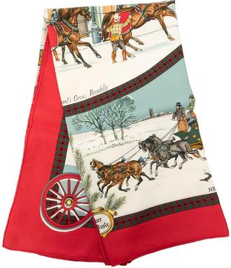 Herm&egrave;s Pre-owned Hermes L Hiver En Poste Silk Scarf 90 Ladies GR12I1AMQNWCSVC3