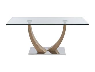 Vente-Unique 6 - Seater Dining Table In Tempered Glass, MDF & Stainless Steel in Clear