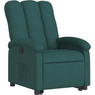 vidaXL Sill&oacute;n Reclinable Elevable Tela Verde Oscuro Vidaxl