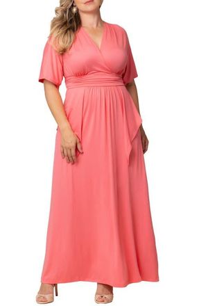 Kiyonna Indie V-Neck Fit & Flare Dress in Coral at Nordstrom, Size 0X