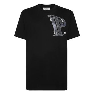 Philipp Plein Tops, Heren, Zwart, 3Xl, Katoen, T-Shirt Ronde Hals