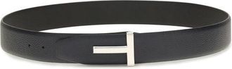 Tom Ford Mens Black Calf Leather Bos Taurus Belt