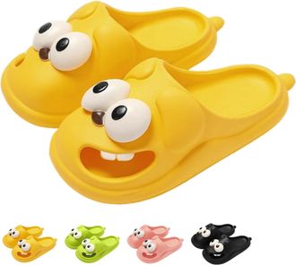 Generic Tongue Kiss Slippers for Women Men, Funny 3D Cartoon Big Eye Dog Slipper Couples, Comfortable and Non-slip (Yellow, One Size, Adult, Women, 5.5, Numer