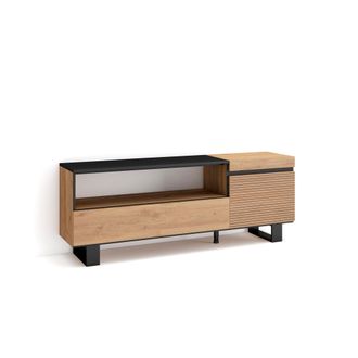 Skraut Home Skraut Home - Mueble Tv, Televisi&oacute;n, Muebles De Sal&oacute;n, Almacenaje, 150x57x35cm, Para Tv Hasta 65, Dise&ntilde;o Industrial, Estilo Moderno, Roble