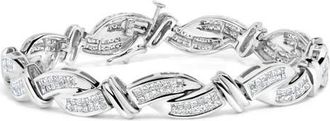 House of Brilliance 14K White Gold 4.0 Cttw Invisble Set Princess-Cut Diamond Wave Style Link Bracelet at Nordstrom