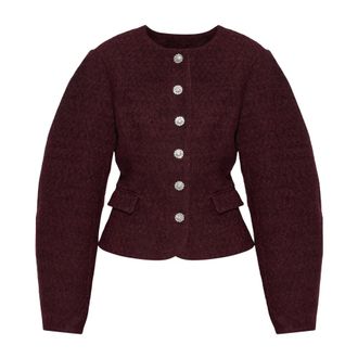 Rotate Rotate Birger Christensen - Jas met glinsterende knopen - Dames - Jassen - Rood - Maat: M Leer