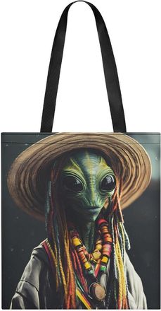 Generic Aliens Reggae Womens Tote Casual Shopping Bag Lightweight Shoulder Bags Hobos Handbag for Work Travel Daily 35x40cm