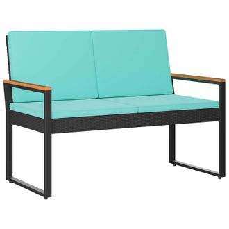 vidaXL Banco De Exterior Con Coj&iacute;n Negro Y Turquesa 107 X 61 X 80 Cm Vidaxl